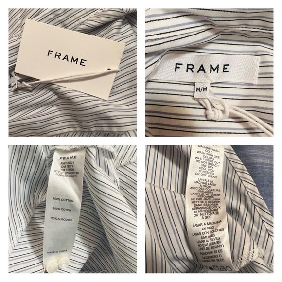 New! FRAME Striped Belted Wrap Shirt Dress - Picture 9 of 9